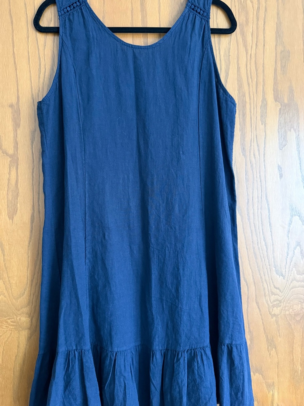 Terzo Millennio Made in Italy Navy Linen Blend Sleeveless Ruffle Hem Dress XL - Picture 3 of 6